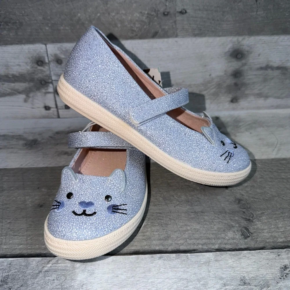 Harper Canyon Girls Blue Glitter Cat Mary Jane Flats HCKITTYCAT-PU Size 10 NEW